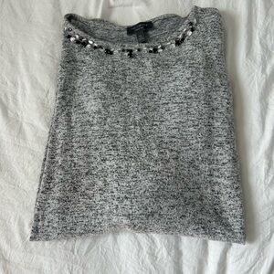 The Limited Heather Gray Embellished Long Sleeve Top